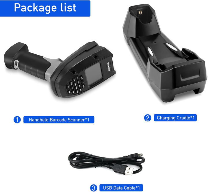 Inventory Scanner Wireless, 1D CCD Barcode Scanner mit Ladeständer Datensammler Barcodeleser Datenkl