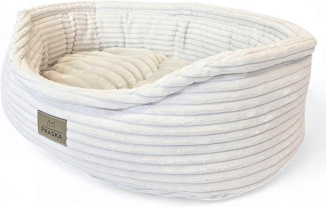 PRASKA Katzenbett Hugo – Premium Haustierbett für Katzen & kleine Hunde, Gemütliches Tierbett mit ho