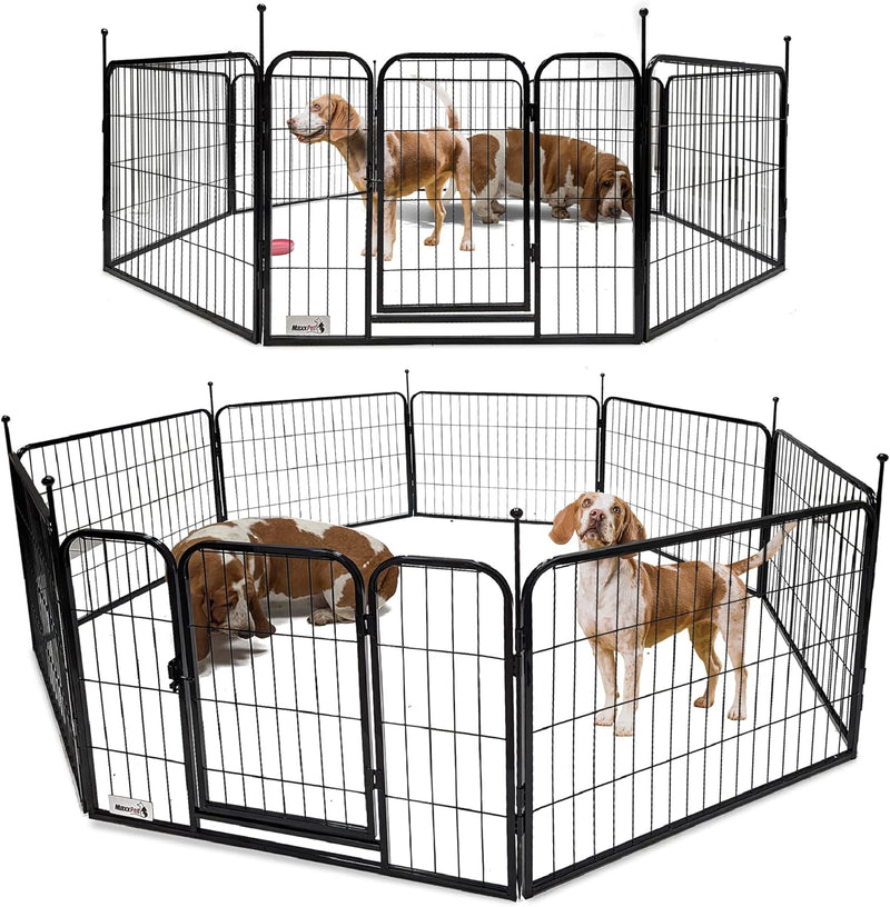 MaxxPet Laufgehege für Hunde – Welpengehege aus Metall – Kaninchengehege – faltbar mit 8 Paneelen –
