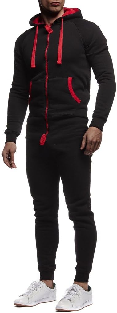 Leif Nelson Herren Overall Jumpsuit Onesie Trainingsanzug Jogginghose Fitness Bekleidung LN8154 S Sc