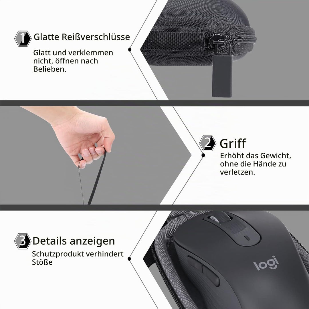 co2CREA case Harte reiseschutzhülle Etui Tasche für Logitech Signature M650 L Kabellose Maus, Nur Ta