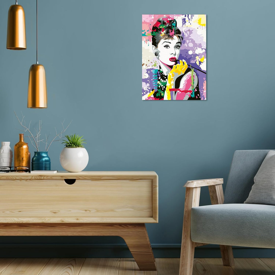 Ravensburger CreArt 25526 - Audrey Hepburn - Malen nach Zahlen Erwachsene, DIY Malset mit Pinsel und