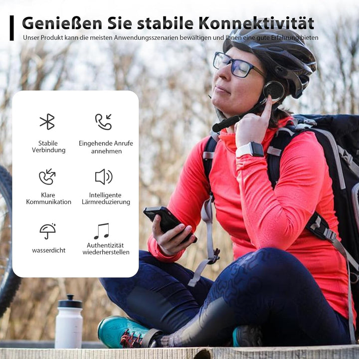 Motorrad Helm Kopfhörer Bluetooth, Motorradhelm Wireless Headset Bluetooth 5.0 Gegensprechanlage Mot
