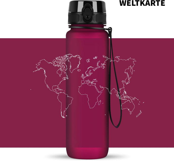 720°DGREE Trinkflasche 1l mit Motiv “uberBottle“ +Sieb - Auslaufsicher, Leicht, BPA-Frei, Bruchsiche