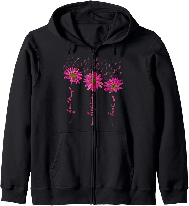 Glaube Hoffnung Liebe Brustkrebs Gänseblümchen Blume T-Shirt Kapuzenjacke
