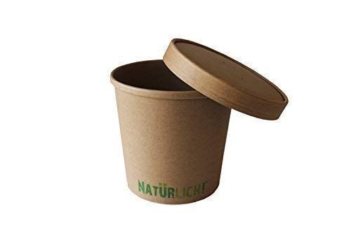 Soup to go Becher NATÜRLICH 16 oz - ca. 350 ml mit Deckel, 2-teilig, naturbraun, PE-beschichtet, bio