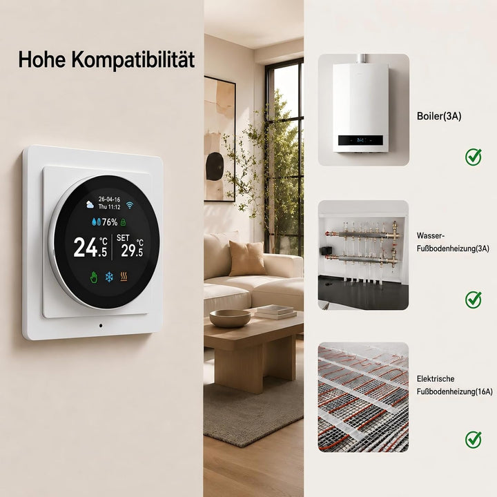WiFi Thermostat Fussbodenheizung Wasser Digitales Raumthermostat Drehregler Wasserheizung Thermostat
