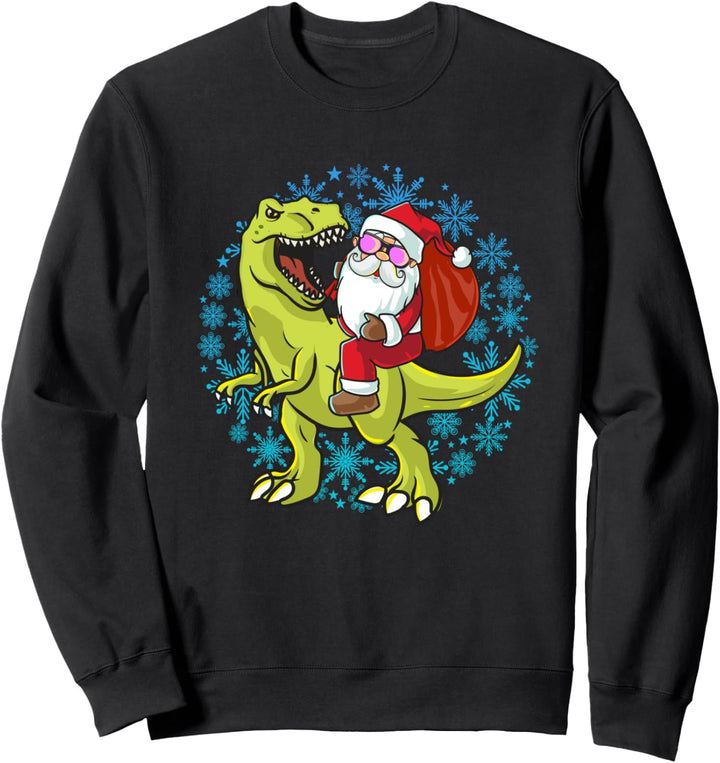 Santa Riding A Trex Weihnachtspyjama-Top für Kinder, Dinosaurier Sweatshirt