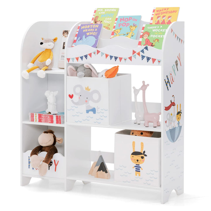 HOMASIS 3-stöckiger Kinderregal, freistehender Kinderspielzeugregal Bücherregal, Aufbewahrung für Sp