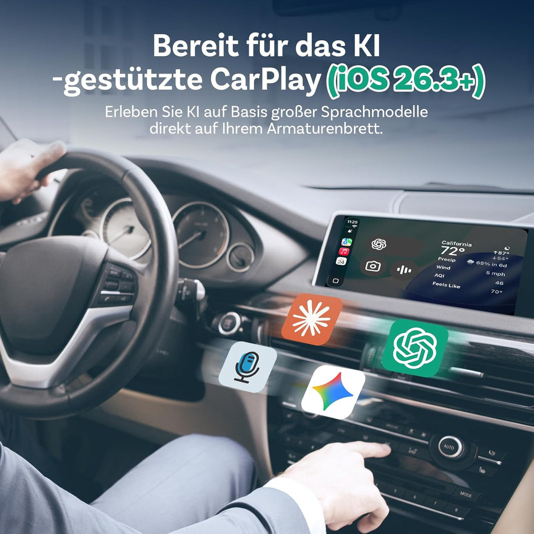 (2026 Aufgerüstet) OTTOCAST 2-in-1 Wireless CarPlay & Android Auto Adapter, Ottocast Mini Core mit E