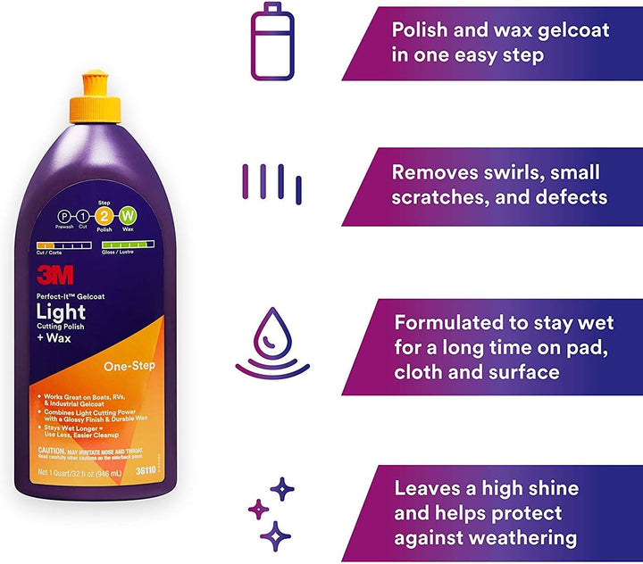 Perfect-It UU-0063-2319-8 Leichtes Schneiden Gelcoat für Schleifen und Wachsen, 946ml Volumen, 946ml