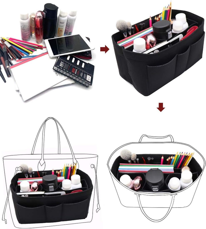LEXSION Felt Insert Fabric Purse Organizer Bag, Bag Insert In Bag with Zipper Inner Pocket Fits Neve