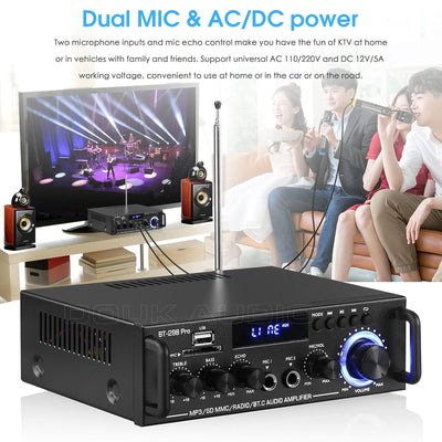 Dual-MIC Bluetooth 5.0 Auto Verstärker Stereo USB-Player FM für Heim-/Autolautsprecher 50W×2