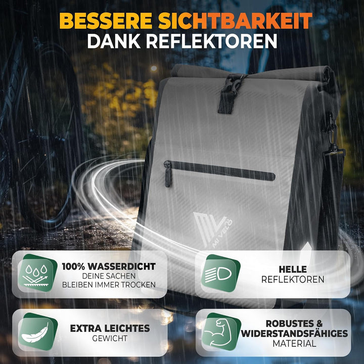 MIVELO 2in1 Fahrradtasche für Gepäckträger Gepäckträgertasche 100% wasserdicht Fahrrad Tasche für Ge