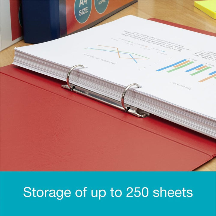 Emgee Ringmappe PVC mit transparenter Fronttasche 2 O-Ringe 25 mm A4 10 Stück rot, rot