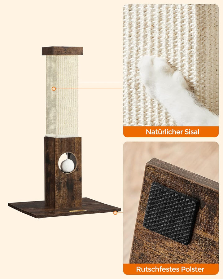 Feandrea Kratzbaum, Kratzstamm, Katzenbaum, 10 cm Dicker Stamm, Kratzsäule aus natürlichem Sisalseil
