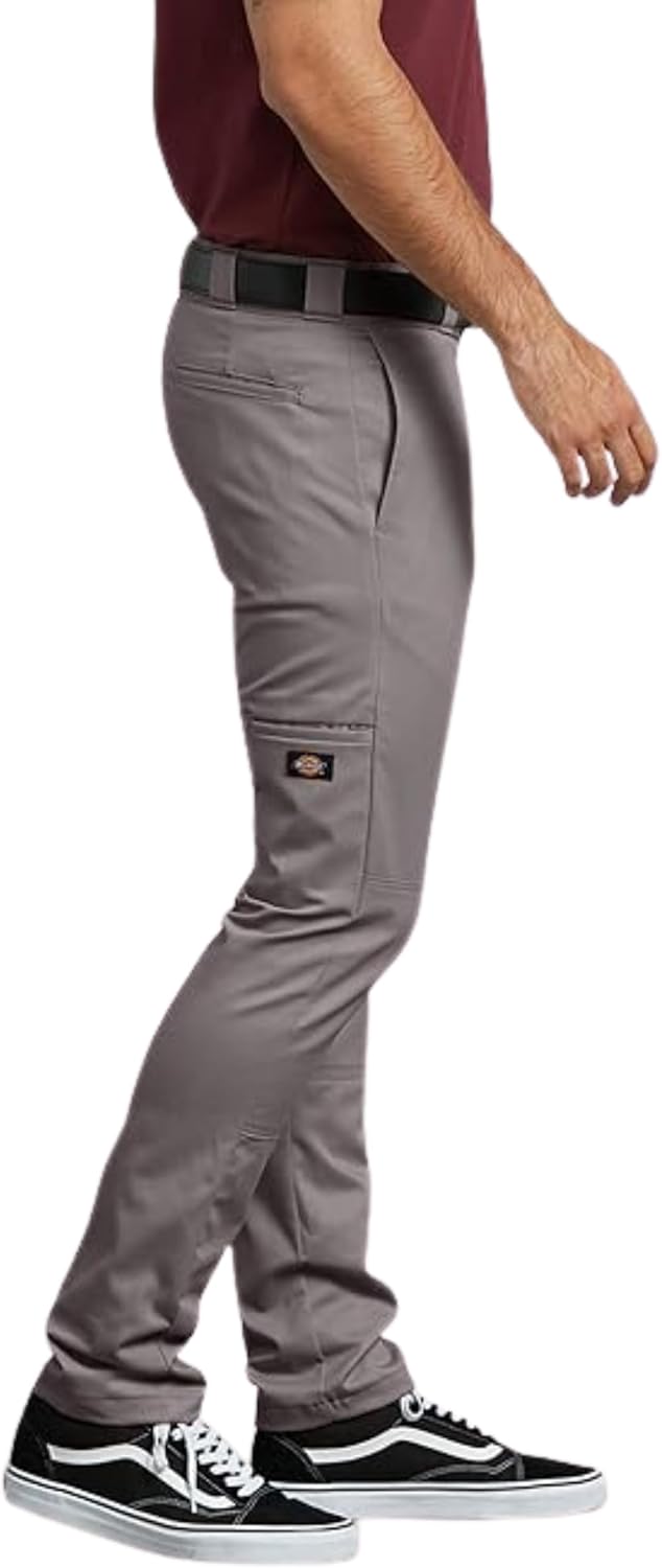 Dickies, Herren, Doppelknie-Arbeitshose, enge gerade Passform 28W / 30L Silber, 28W / 30L Silber
