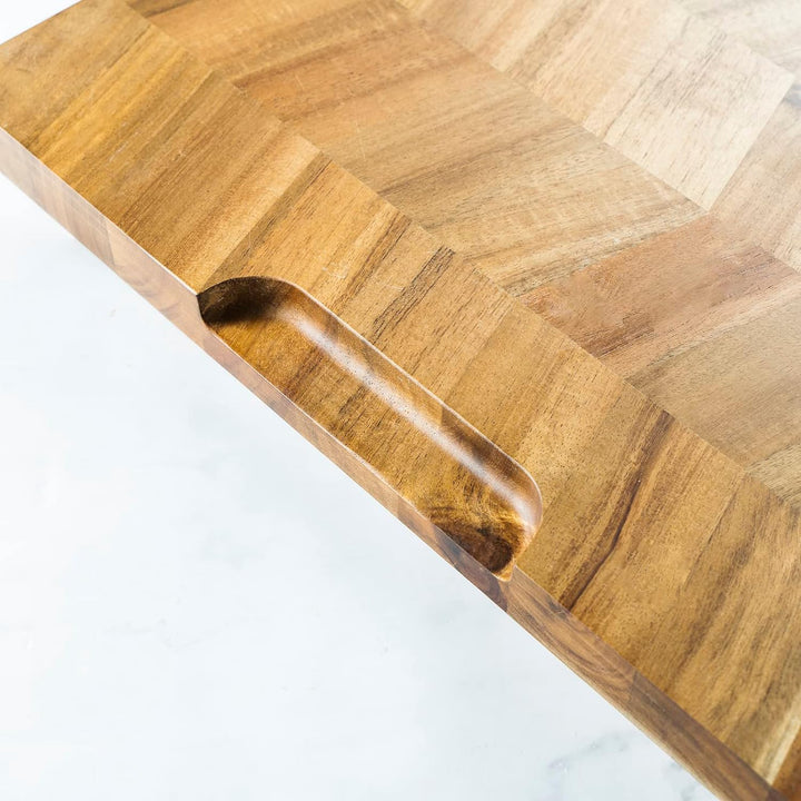 BILL.F Holz Schneidebrett, Acacia Holz Schneidebrett für Küche,Multifunktionales küchenbrett, servie