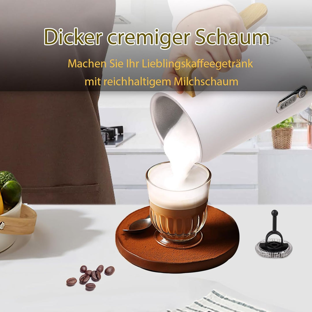 NESSGRAIM Elektrischer Milchaufschäumer 4-in-1 – Milchschäumer Elektrisch für heissen und kalten Mil