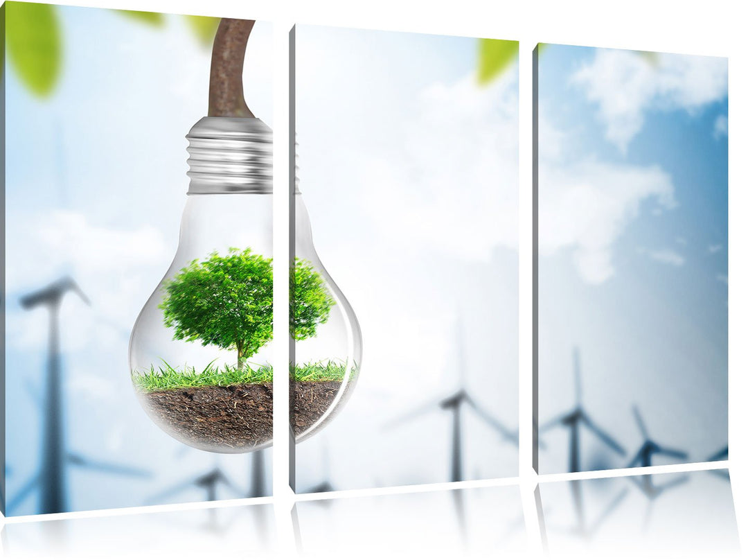 Pixxprint Light Bulb Alternative Energy Concept 3-Teiler Leinwandbild 120x80 Bild auf Leinwand