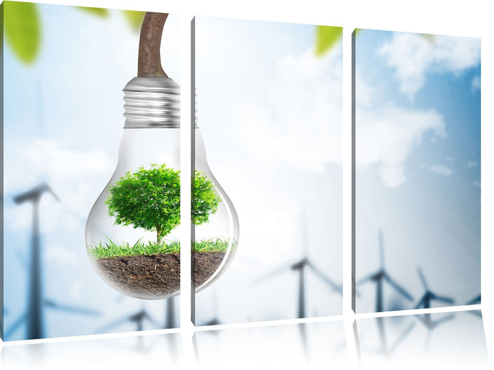 Pixxprint Light Bulb Alternative Energy Concept 3-Teiler Leinwandbild 120x80 Bild auf Leinwand