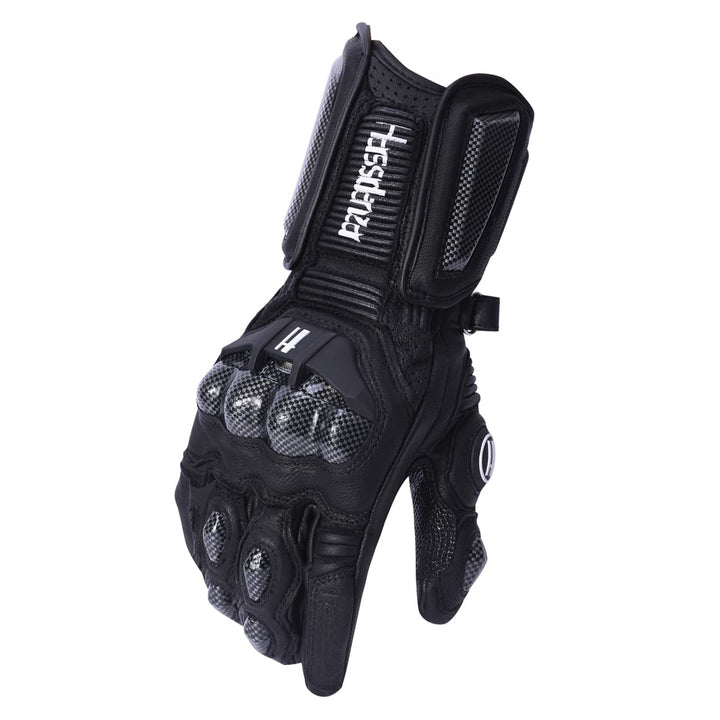 Harssidanzar Motorradhandschuhe aus Leder für Männer und Frauen,Touchscreen Powersports Carbon Fiber