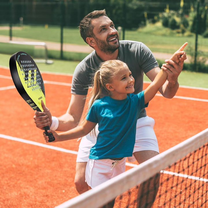 Padelschläger Erwachsene Padel Racket aus Carbon Glasfaser mit Tennisbällen für Teenager Anfänger Fo