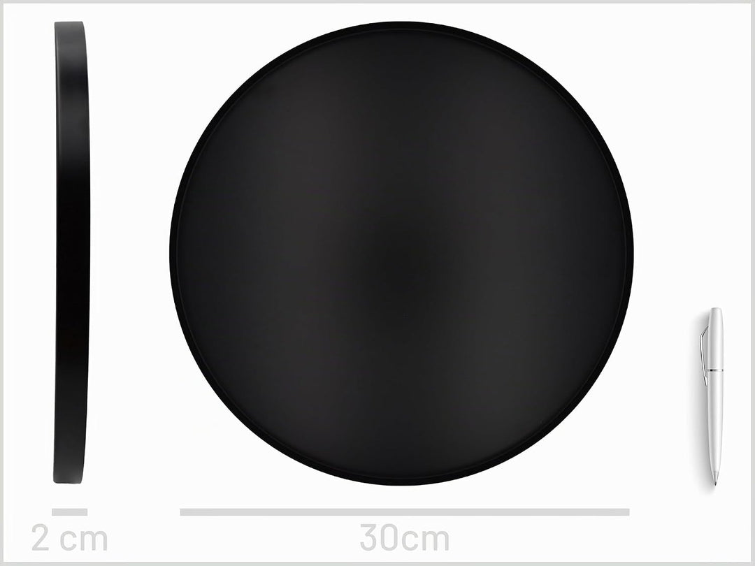 D&amp;D Living® Deko Tablett Rund Ø 30 cm | Design Dekoteller und Dekotablett aus Metall (Schwarz matt),