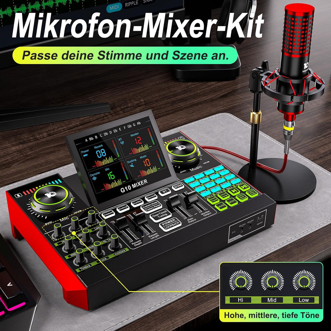 G10 Podcast Mikrofon Set mit 3,5mm Kondensatormikrofon P17