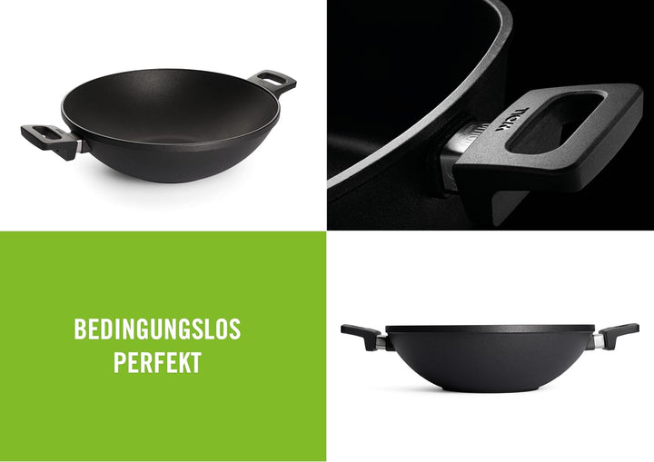 Woll Nowo Titanium Wok- und Rührpfanne mit Glasdeckel in Box - Induktiv -, Ø 32 cm, 11 cm hoch, mit