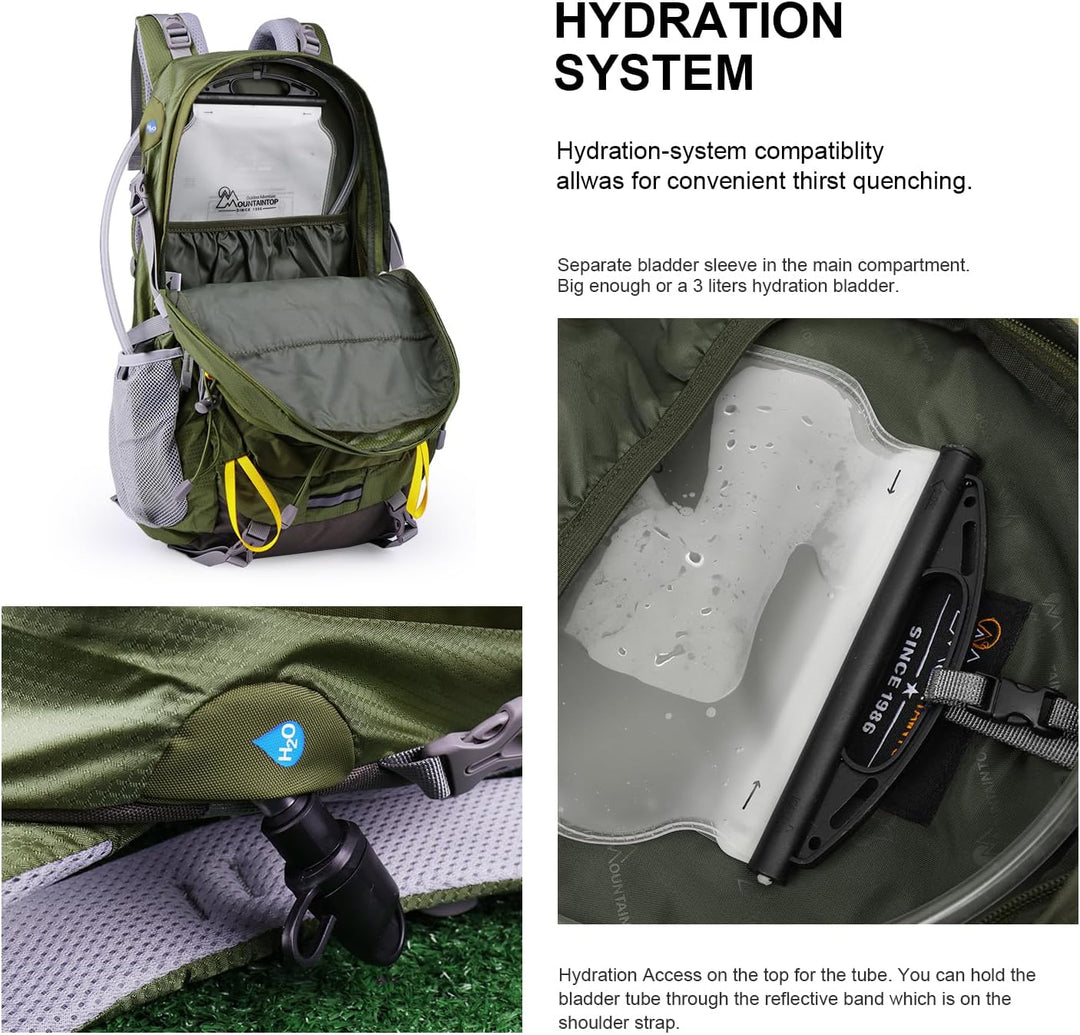 MOUNTAINTOP 40L Wanderrucksack Herren Damen Trekkingrucksack Outdoor Rucksäcke mit Regenhülle für Ca