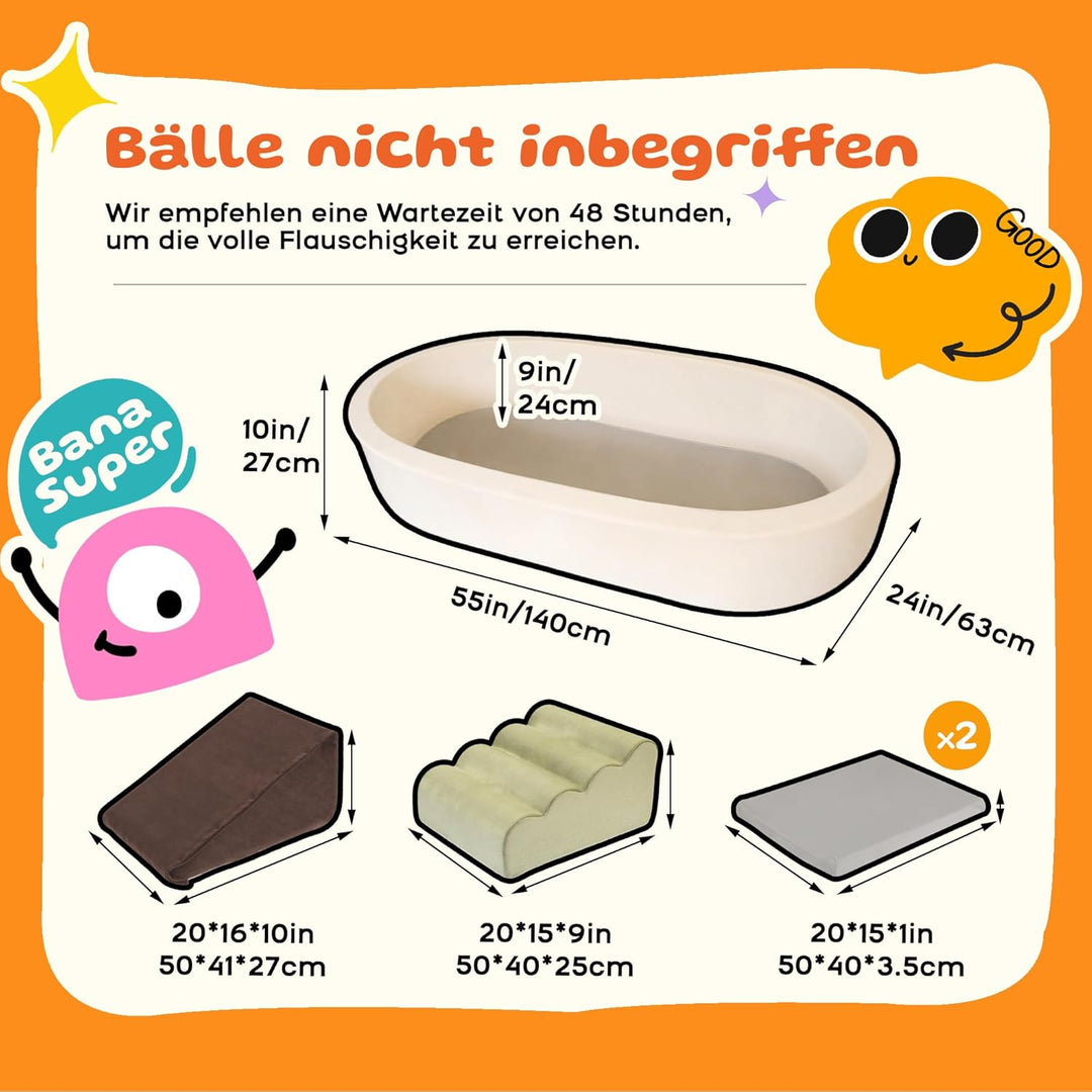 BanaSuper Schaumstoff Bausteine | Softbausteine XXL | Soft Play Set mit Riesen-Bällebad (Keine Bälle