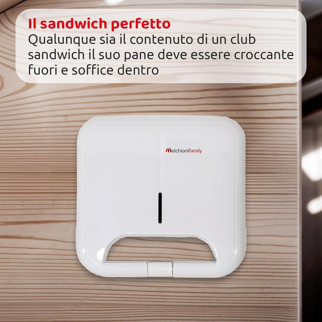 Melchioni family TOSTINA NEW ELEKTRISCHER TOASTER MIT ANTIHAFT-GRILLPLATTEN, Edelstahl, Weiss