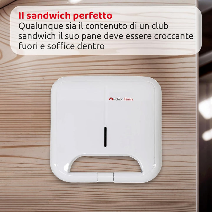 Melchioni family TOSTINA NEW ELEKTRISCHER TOASTER MIT ANTIHAFT-GRILLPLATTEN, Edelstahl, Weiss