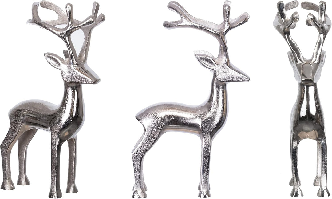 Brandsseller Dekofigur Rentier Weihnachtsdeko Deko Hirsch Aluminium Silber 26,5 cm hoch ca. 26,5 cm