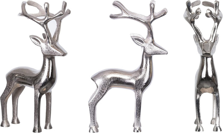 Brandsseller Dekofigur Rentier Weihnachtsdeko Deko Hirsch Aluminium Silber 26,5 cm hoch ca. 26,5 cm