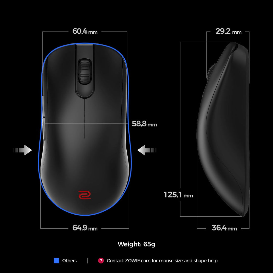 BenQ Zowie FK2-DW Kabellose Gaming eSoports Maus, Symmetrical, 4K Enhanced Receiver, 65g, Driverless