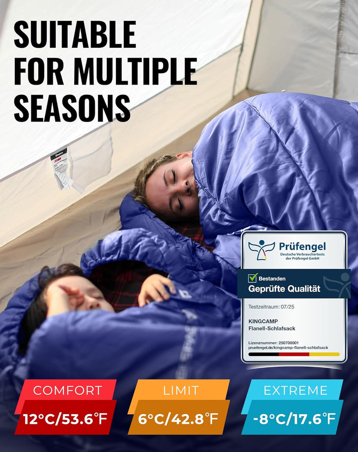 KingCamp XXL Schlafsack Campingschlafsack 3 Jahreszeiten Übergrösse für Erwachsene Outdoor Rucksackr