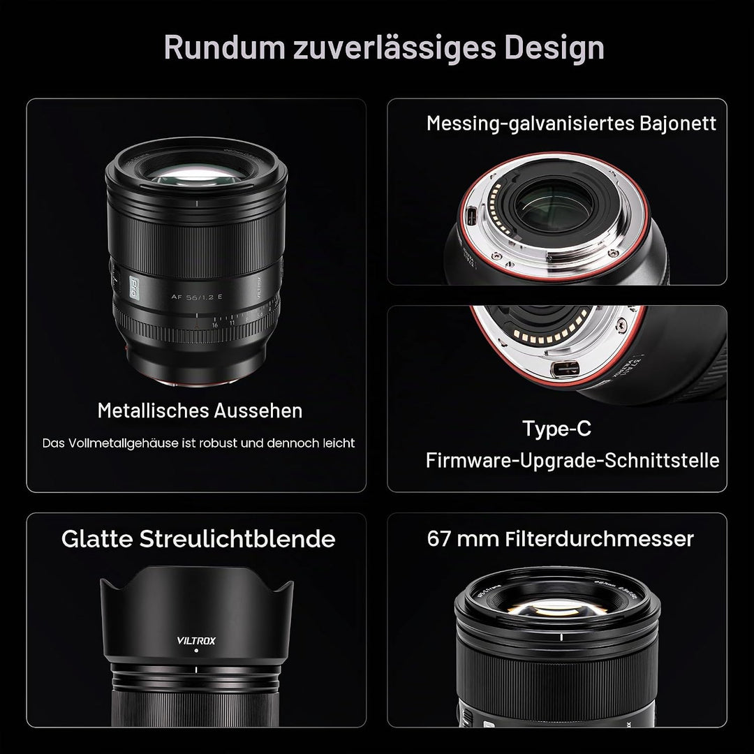VILTROX AF 56mm F1.2 Pro XF-Objektiv für Fuji X-Mount, 56mm f/1.2 Weitwinkel-Autofokus-APS-C-Prime-O
