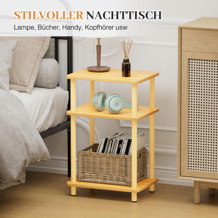 APICIZON 3 Tier Beistelltisch Schmal, Nachttisch Holz, Tisch Klein, 40x30x61.5cm, Kleiner Beistellti