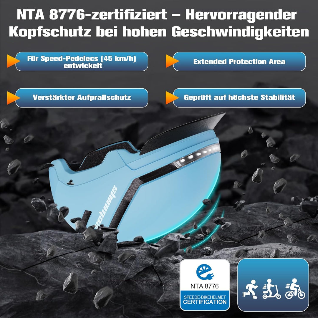 Shinmax Fahrradhelm Damen Herren mit Blinker & Licht, Fahrrad Helm Erwachsene mit USB Wiederaufladba