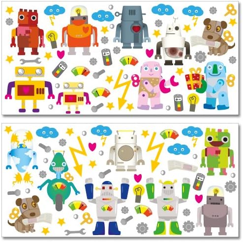 Wandkings Roboter Wandsticker Megapack Set, 103 Aufkleber, Gesamtfläche 260 x 70 cm