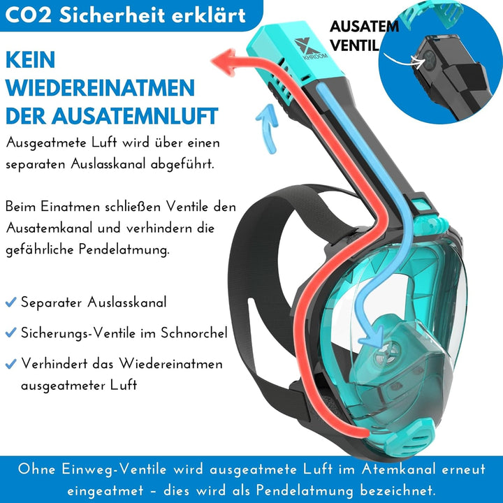 Khroom Schnorchelmaske Erwachsene Seaview Pro | Unsere Beste Tauchermaske | CO2 sichere Vollmaske zu