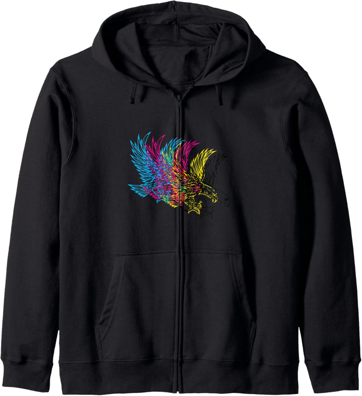 Regenbogenfarbener Adler mit Brille Geschenk Fun Kapuzenjacke