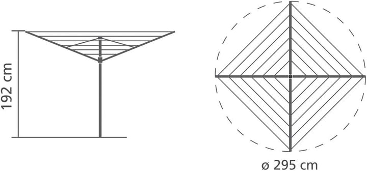 Brabantia - Topspinner Wäschespinne - Regenschirm'-System - UV-beständige Wäscheleine, 50 m - Reibun