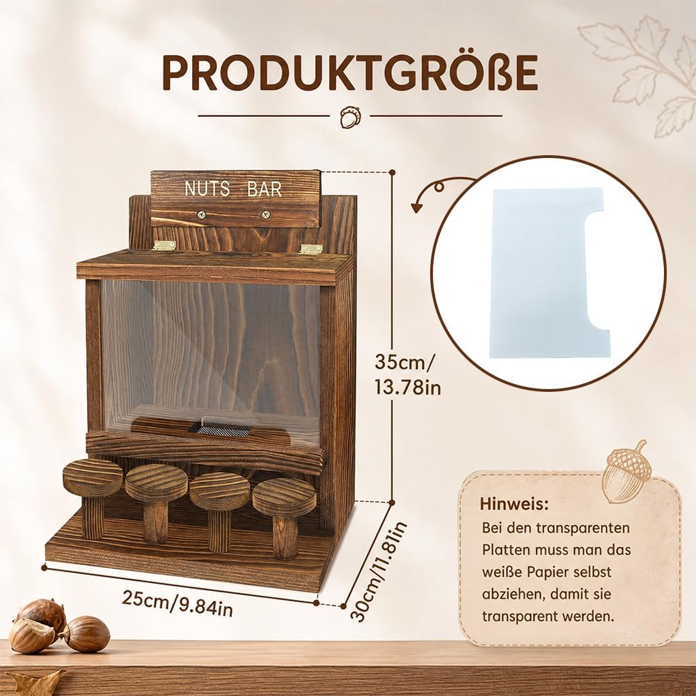 Eichhörnchen Futterhaus aus Holz, Futterstationen für Eichh-örnchen, Futterhaus Eichhör-Nchen Wetter