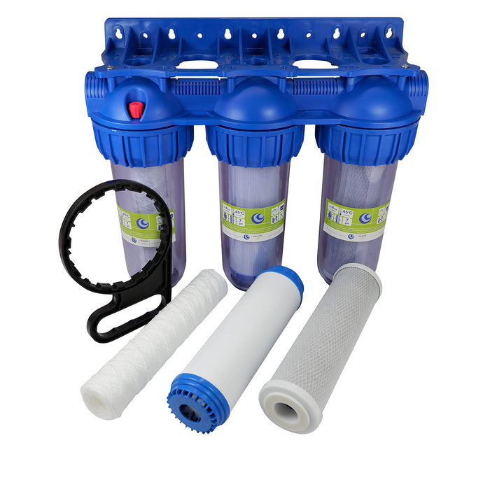 3-Stufen tropfdichtes Vorfilter System Wasserfilter 3/4 Zoll IG für Wasserversorgung Haus/Gartenpump