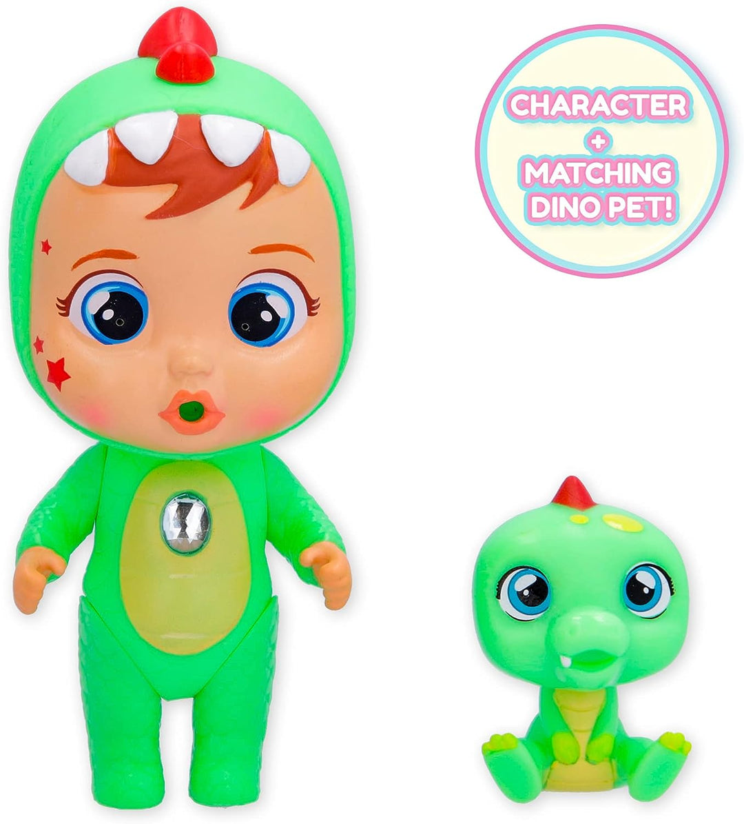 Cry Babies Magic Tears 904163 Dinosaur Puppe, Mehrfarbig Einzelbett, Einzelbett