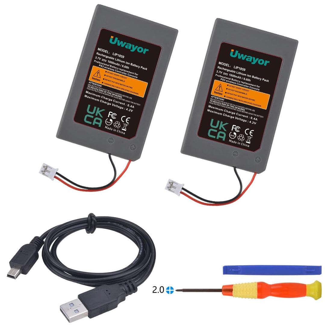Uwayor LIP1359 Akku für PS3 Controller Akku PS3 Ersatz Akku 1800mAh für Sony Playstation 3 und Duals