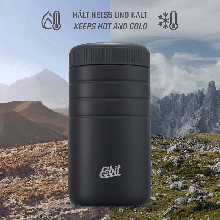 Esbit Thermobehälter Majoris | Edelstahl | BPA-Frei | Schwarz &amp; Silber | 0,4L &amp; 0,55L | für warme Sp